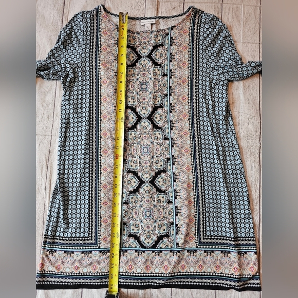 J. Jill •Size Medium• Damask Tunic Blouse Paisley Floral Print Long Sleeve - Picture 7 of 8